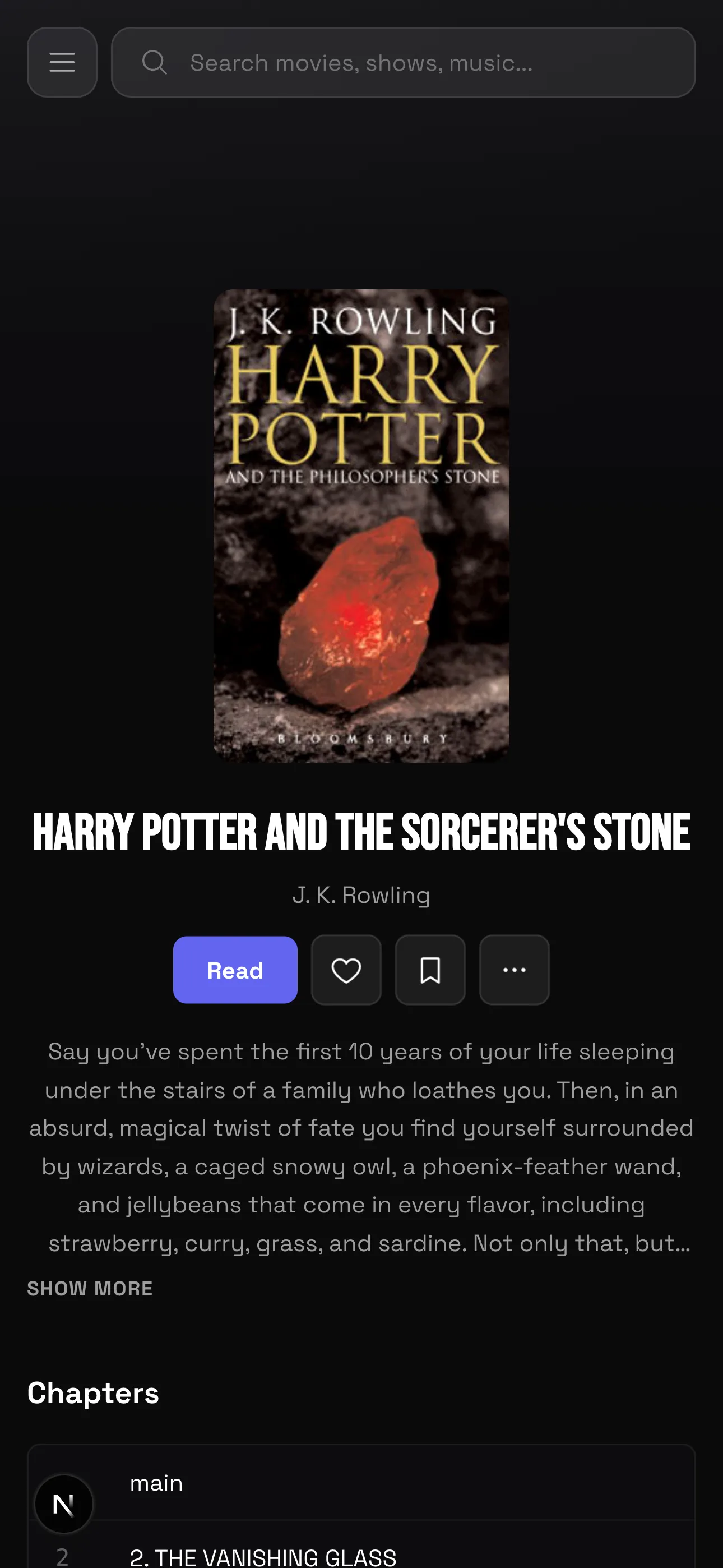 Book info on mobile