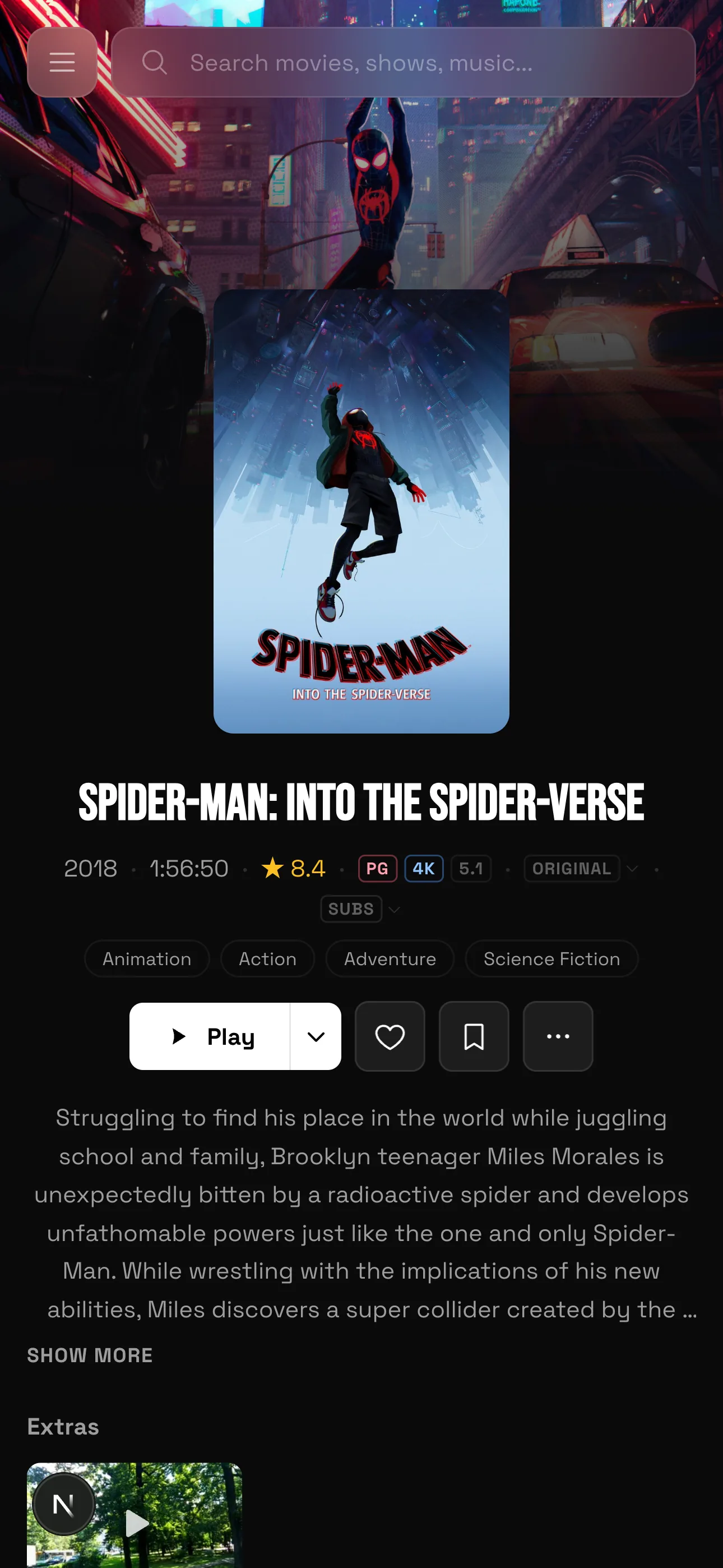 Movie info on mobile