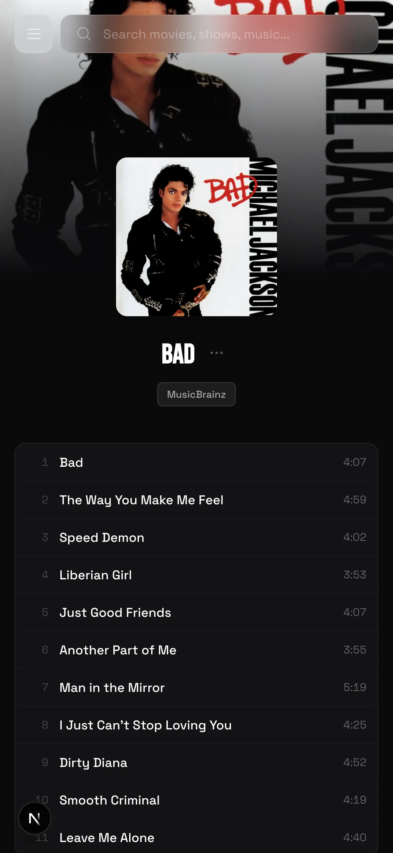 Music info on mobile
