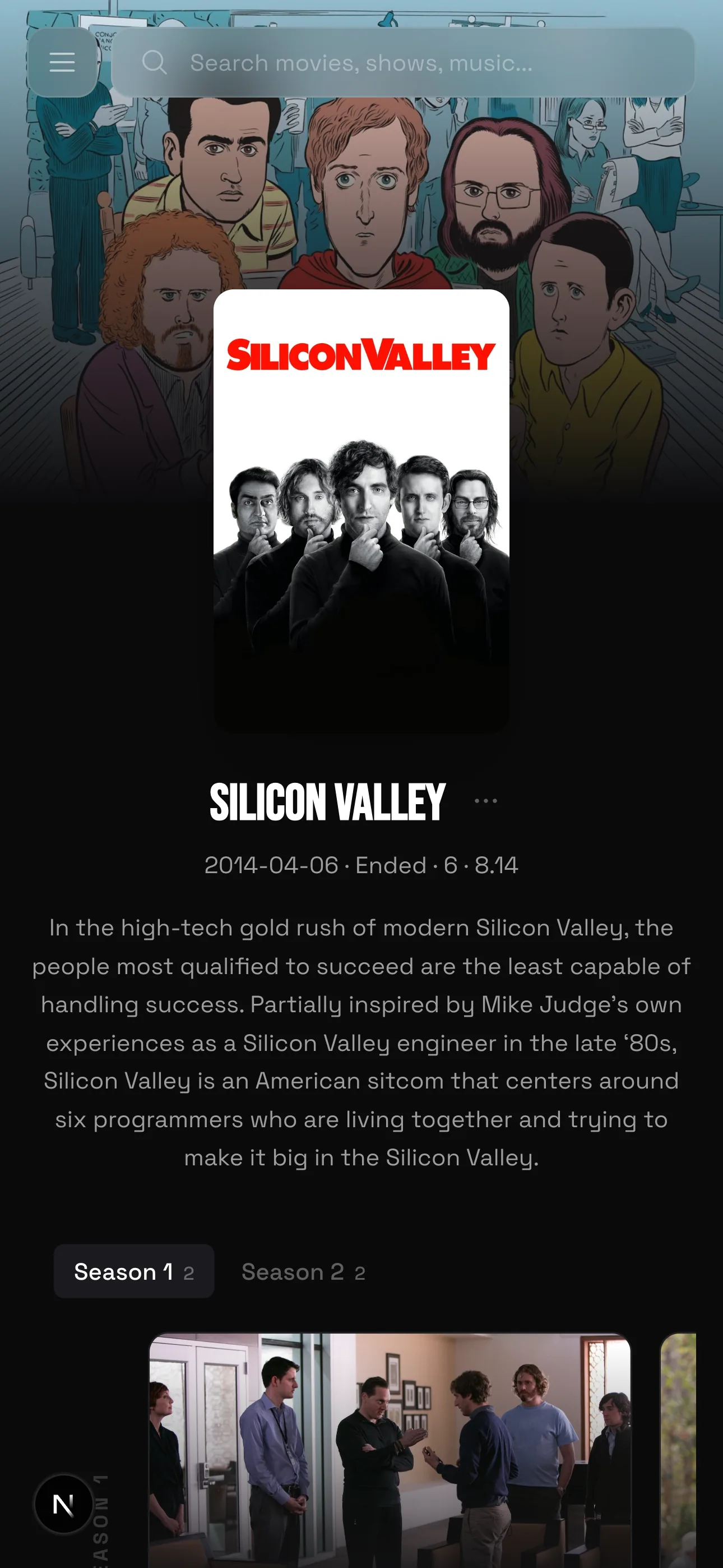 TV show info on mobile